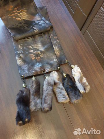 Шарф женский шелковый с мехом