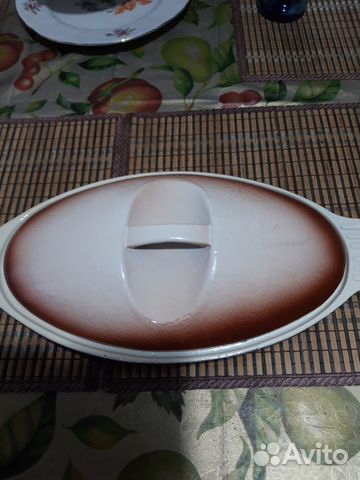 Чугунная эмалированная рыбница СССР