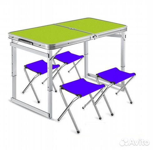 Стол раскладной + 4 стула (ал) усиленный PRO