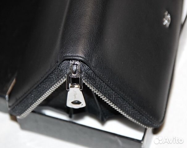 Мужской кожаный клатч кошелек St Dupont black