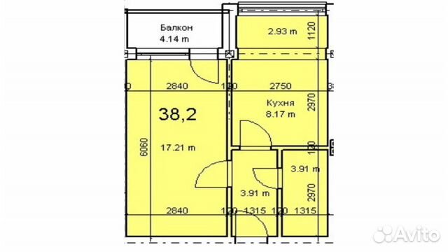 1-к квартира, 38.2 м², 2/4 эт.