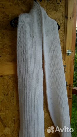 Белый длинный шарф (ручная работа)