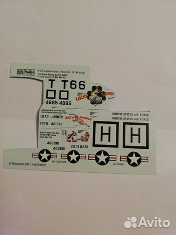 Декаль на модель самолёта B-29 1/144 Декаль на модель самолёта B-29 1/144