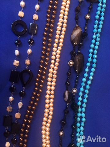 Длинные бусы из натуральных камней Длинные бусы из натуральных камней