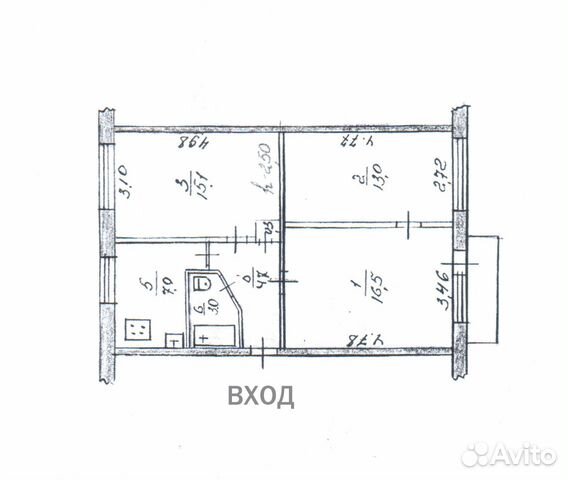 3-к квартира, 60 м², 5/5 эт.