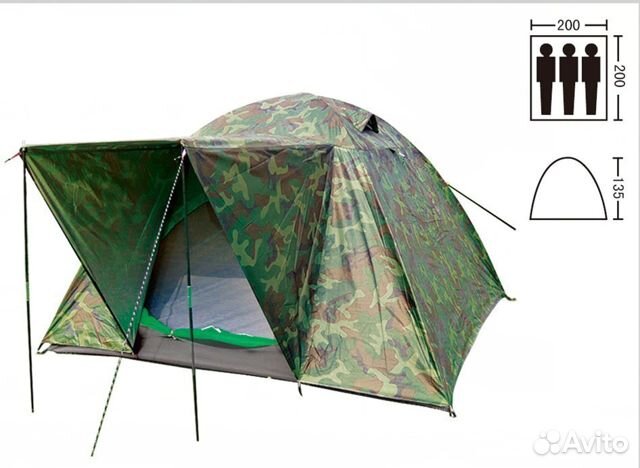 Палатка камуфляж 3-х местн - набор
