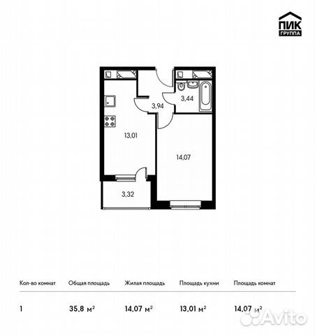 1-к квартира, 35.8 м², 11/11 эт. 1-к квартира, 35.8 м², 11/11 эт.