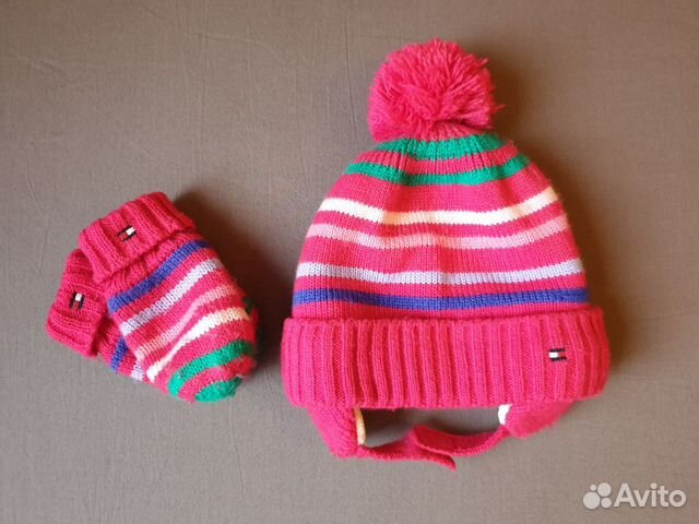 Tommy Hilfiger шапка+варежки 6-12 мес