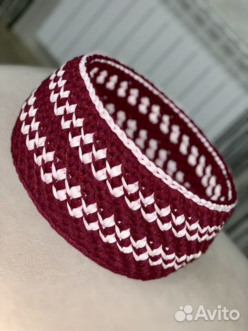 Большая вязаная интерьерная корзинка