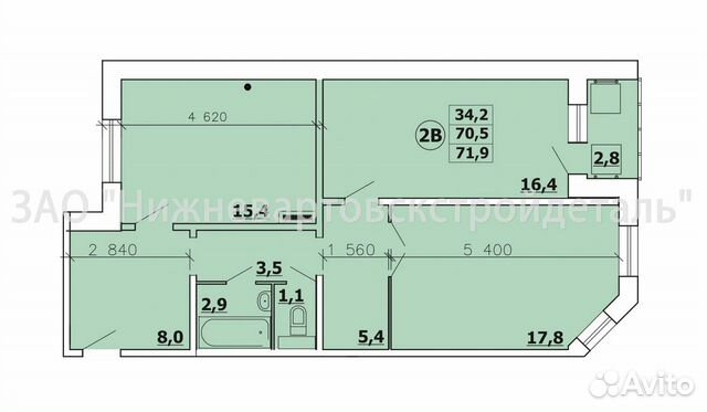 2-к квартира, 70.4 м², 9/9 эт. 2-к квартира, 70.4 м², 9/9 эт.