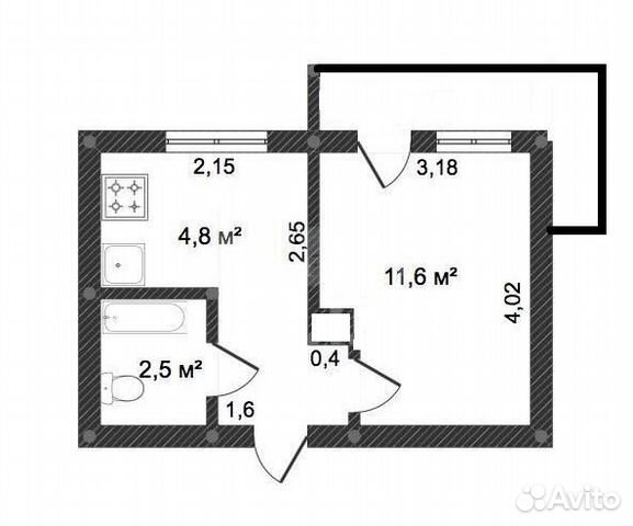 1-к квартира, 22 м², 5/9 эт.