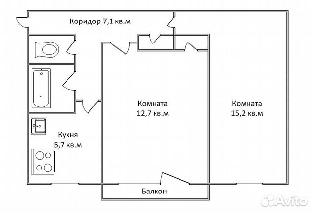 2-к квартира, 47 м², 3/5 эт. 2-к квартира, 47 м², 3/5 эт.