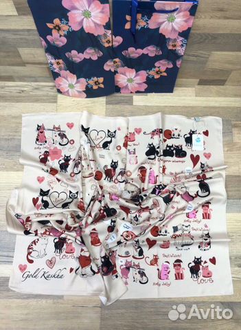 Новый женский шёлковый платок Gold Kashkha