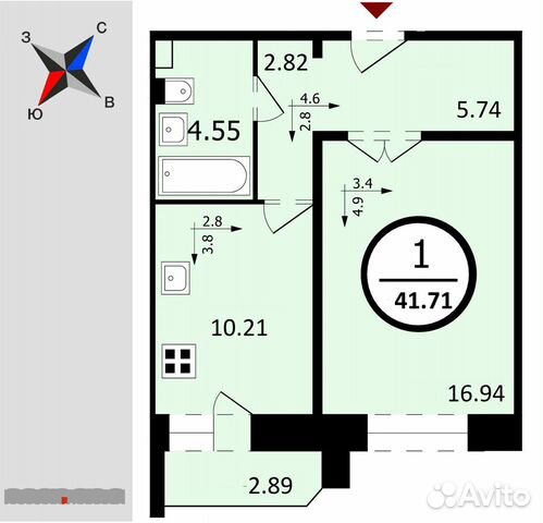 1-к квартира, 41.7 м², 15/17 эт.