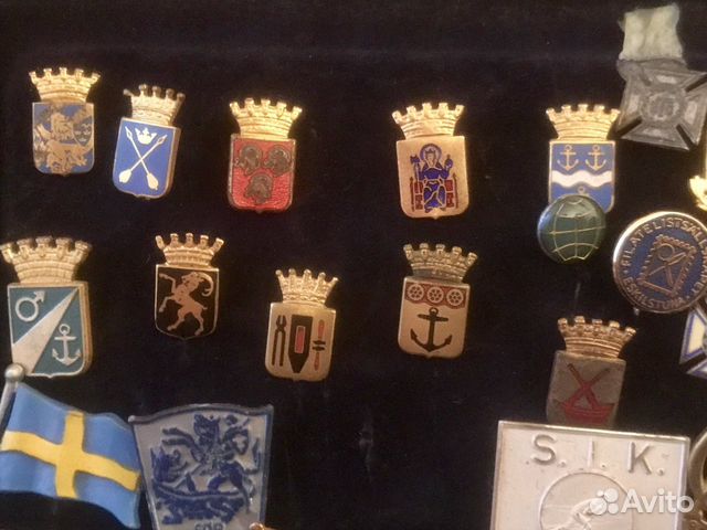 Значок значки Швеция Sweden Дания герб 1950 - 1970