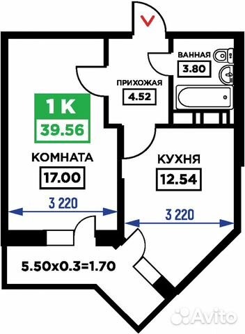 1-к квартира, 39.6 м², 13/19 эт. 1-к квартира, 39.6 м², 13/19 эт.