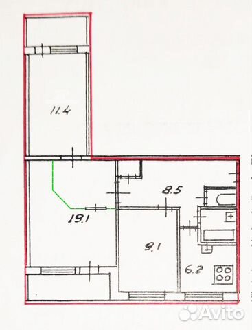 3-к квартира, 58 м², 3/9 эт. 3-к квартира, 58 м², 3/9 эт.