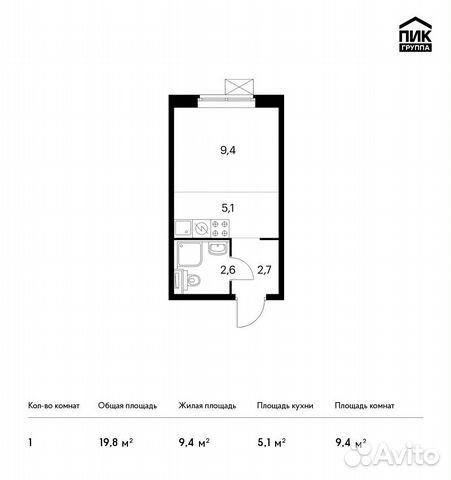 Студия, 19.8 м², 14/25 эт.