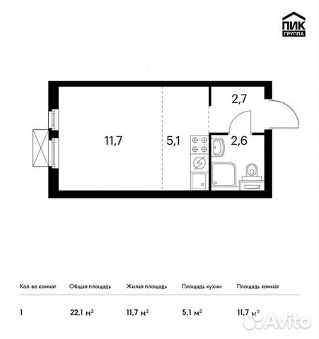 Студия, 22.1 м², 9/17 эт.