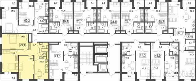 3-к квартира, 79.4 м², 10/25 эт. 3-к квартира, 79.4 м², 10/25 эт.