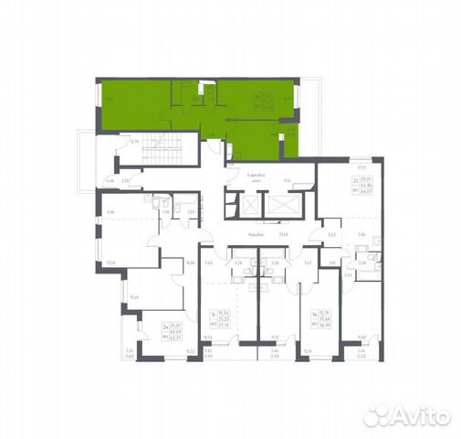 2-к квартира, 54.6 м², 6/17 эт.