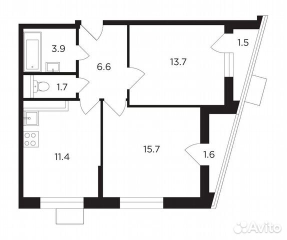 2-к квартира, 54.5 м², 9/19 эт. 2-к квартира, 54.5 м², 9/19 эт.