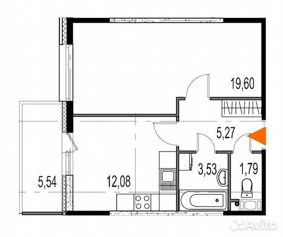 1-к квартира, 42.3 м², 5/9 эт.
