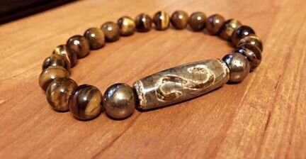 Браслет из тигрового глаза с Дзи «Денежный крючок»