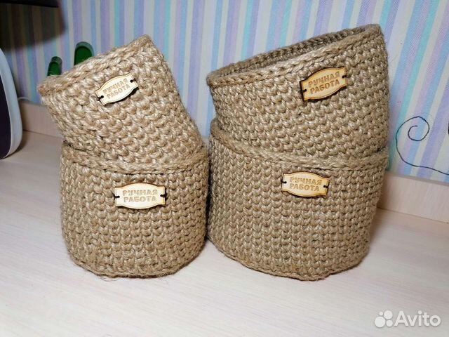 Вязаные корзинки для дома