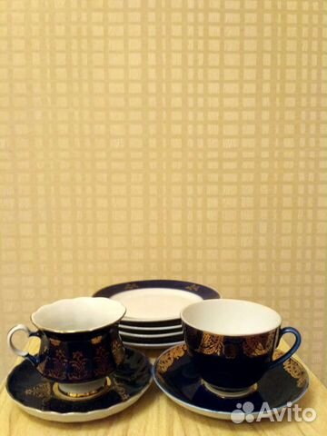 Чайная пара, тарелки лфз СССР Кобальт