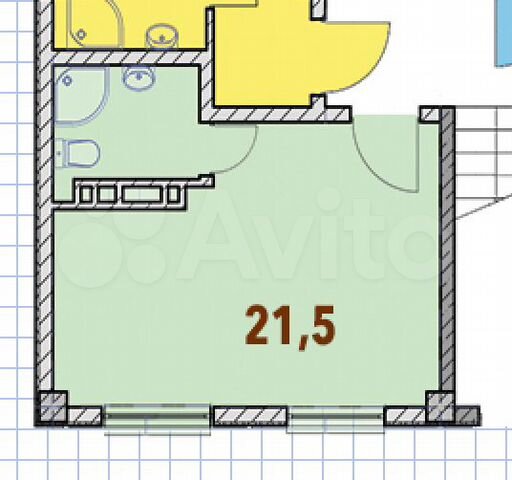 Апартаменты-студия, 21,5 м², 1/6 эт.