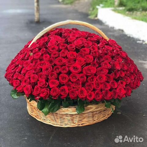 Букет цветов 1001, 501 роза в корзине