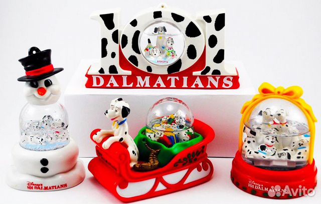Набор винтажных снежных шаров 101 далматинец 1996