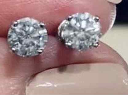 Серьги пусеты с бриллиантами GIA - от 0.6 карата