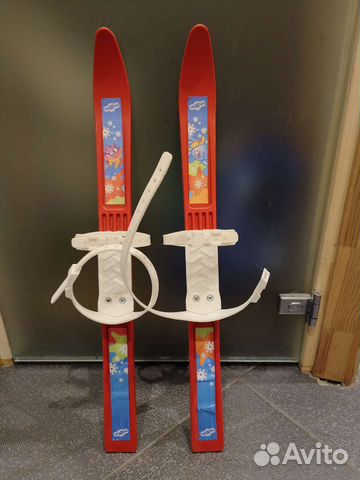 Беговые лыжи детские 64 см крепятся на ботинки