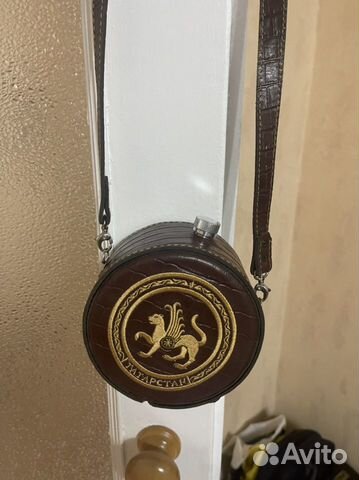 Фляжка круглая подарочная 0,5 л в коже новая