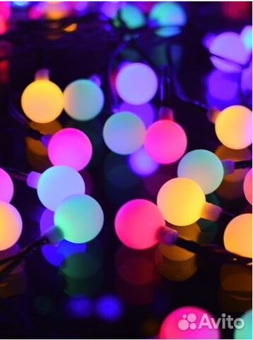 Новогодняя гирлянда цветная и желтая новая