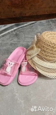 Повязка на голову, шлепки, шляпка