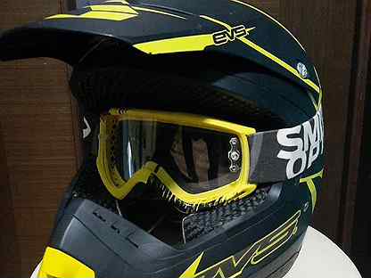 Шлем EVS T5 neon blocks черный/желтый S