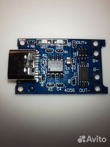 Плата зарядки Li-ion акб тр4056 5v 1A с защитой