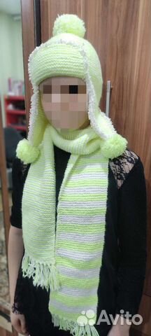 Вязанный комплект шапка и шарф