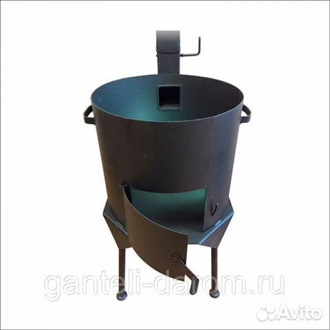 Печь под казан с дымоходом разборные ножки