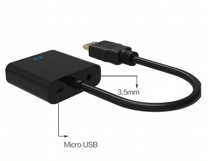 Переходник hdmi vga со звуком и доп. питанием USB