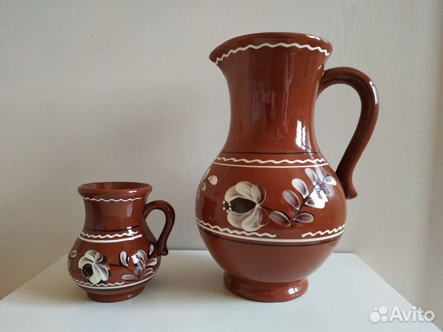 Глиняный кувшин с кружкой СССР