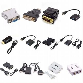 VGA, DVI, DVI-I, DVI-D, hdmi, RCA, DisplayPort, DP