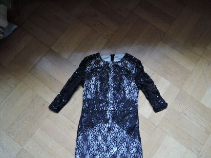 Длинное вечернее кружевное черное платье