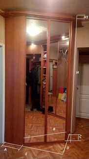 Встроенные шкафы, угловой и прямой, цв.вишня.Торг