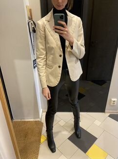 Пиджак bally хлопок + кожа после химчистки