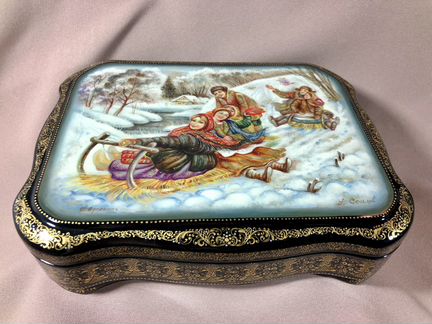 Шкатулка авторская (лаковая миниатюра), Федоскино