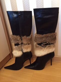 Кожаные зимние сапоги